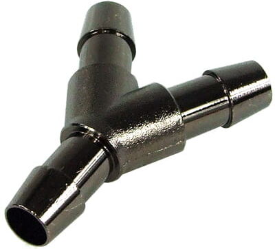 Aquatuning 10mm (3/8") Y Schlauchverbinder - Messing - black nickel