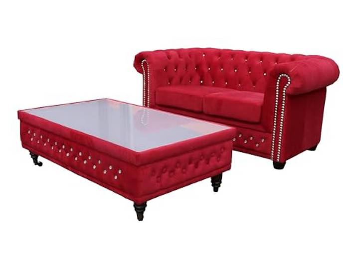 VIENNA INTERNATIONAL FURNITURE Modell Chesterfield COUCHTISCH, KAFFEETISCH, BEISTELLTISCH IN Stoff Velvet (*) / MESSENEUHEIT !