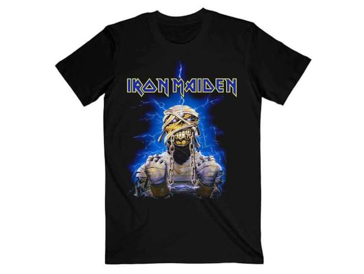 Iron Maiden T Shirt Powerslave Mummy Band Logo Officieel Zwart L