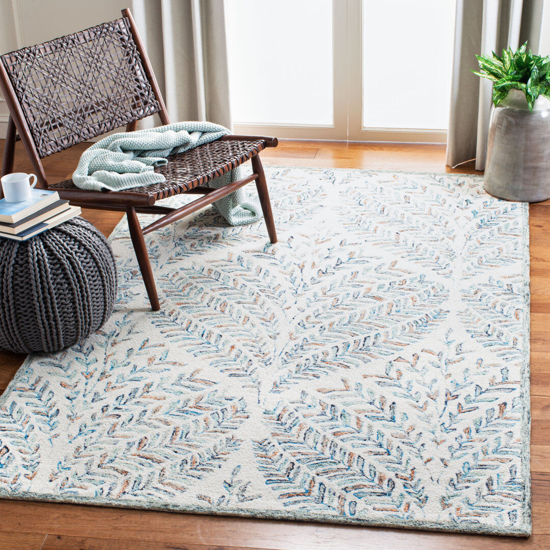 Blue Elephant Andresky Hand Tufted Wool Rug Blue/White Rectangle 183 x 244 cm
