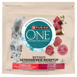 PURINA ONE Bifensis Sterilcat Katzenfutter für ausgewachsene Katzen, reich an Rindfleisch, 1,1kg