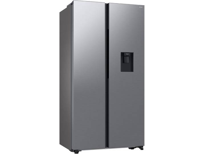 SAMSUNG Side-by-Side RS57DG410EM9 , Energieeffizienz: E, silber (edelstahl look), B:91,2cm H:178cm T:65,4cm, Kühlschränke, mit Wasserspender, No Frost+, AI Energy Mode, SpaceMax, Side-by-Side