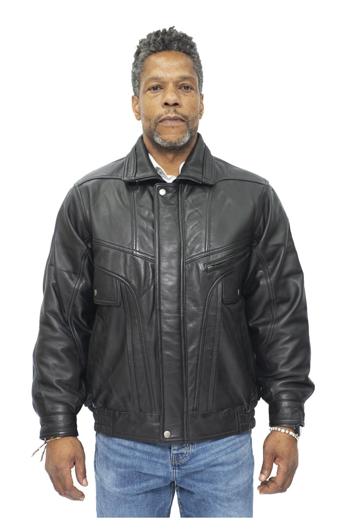 Heren klassiek Harrington bommenwerper leren jack-Minsk