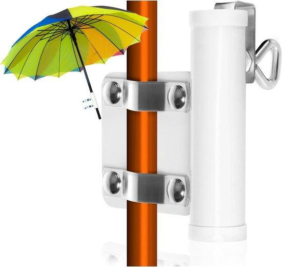 COM-Four Parasolhouder voor Balkon - Wit - Parasolbevestiging voor Reling - Geschikt voor mast tot 28 mm