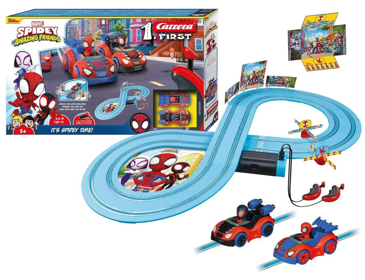 Carrera First Spidey Racing Track - It's Spidey Time! met 1/50 schaal auto's, 2.4m lang