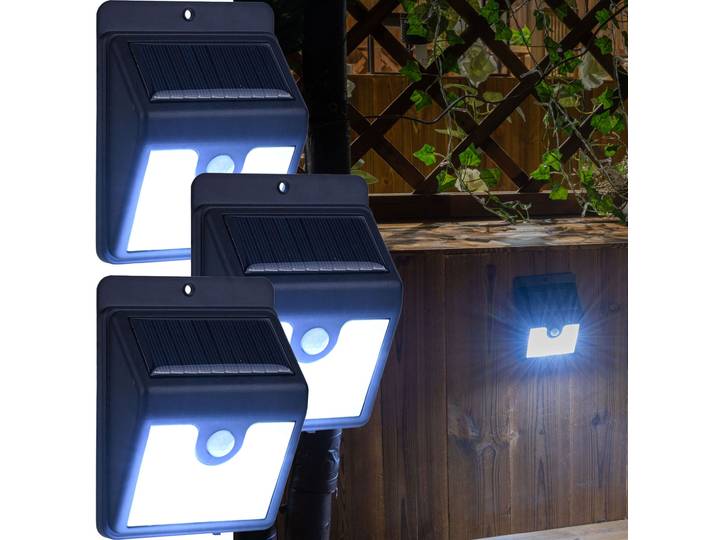3er-Set LED-Solar-Wandstrahler mit Bewegungssensor, 50 Lumen, IP44