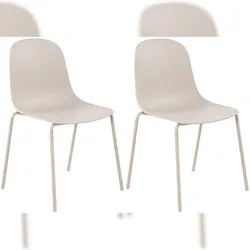 Décoshop26 - Set aus 2 hellgrauen Gartenstühlen aus Kunststoff mit stabilem vierbeinigem Stahlgestell 10_0007329