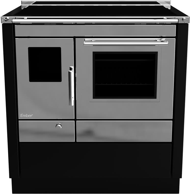 Küchenherd Ember Fire A1 80D-S-GD 5,2 kW Edelstahl-Schwarz Ofen Kamin
