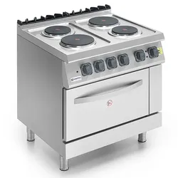 Mastro 700er Kochserie / Elektroherd auf statischem Elektroofen GN 2/1, 4 runde Platten