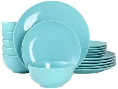 Elama Luna 18 Piece Porcelain Dinnerware Set in Blue