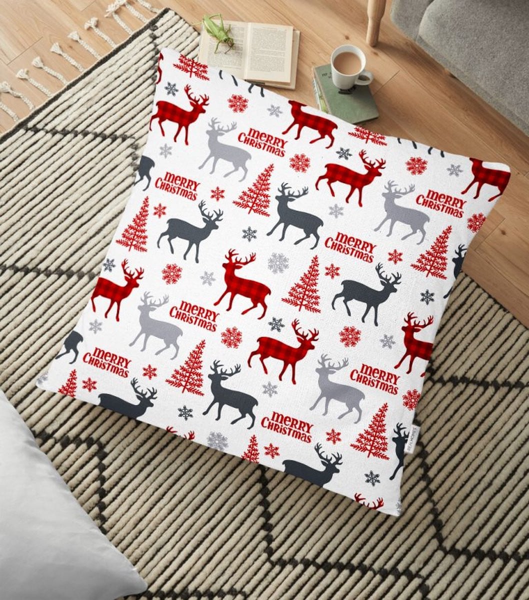 De Groen Home Kussenhoes Kerst Rendieren & Merry Christmas, 70 x 70 cm