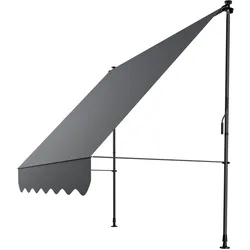 Juskys Klemmmarkise Kapstadt 200x120 cm - Höhenverstellbar, ohne Bohren, wasserabweisend - Grau