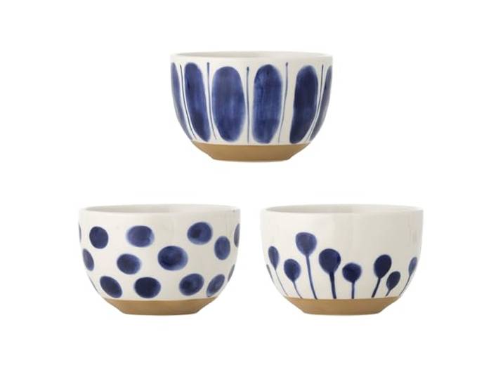 Bloomingville Creative Collection Linora Schale, Blue, Steingut, T12,5xH8 cm, 3er Set, 580 ml