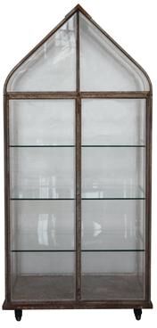 Storied Home Distressed Metal and Acrylic Terrarium on Wheels