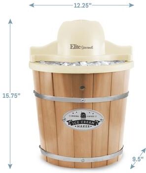 Elite Gourmet 4Qt. Old Fashioned Pine Bucket Electric Ice Cream Maker