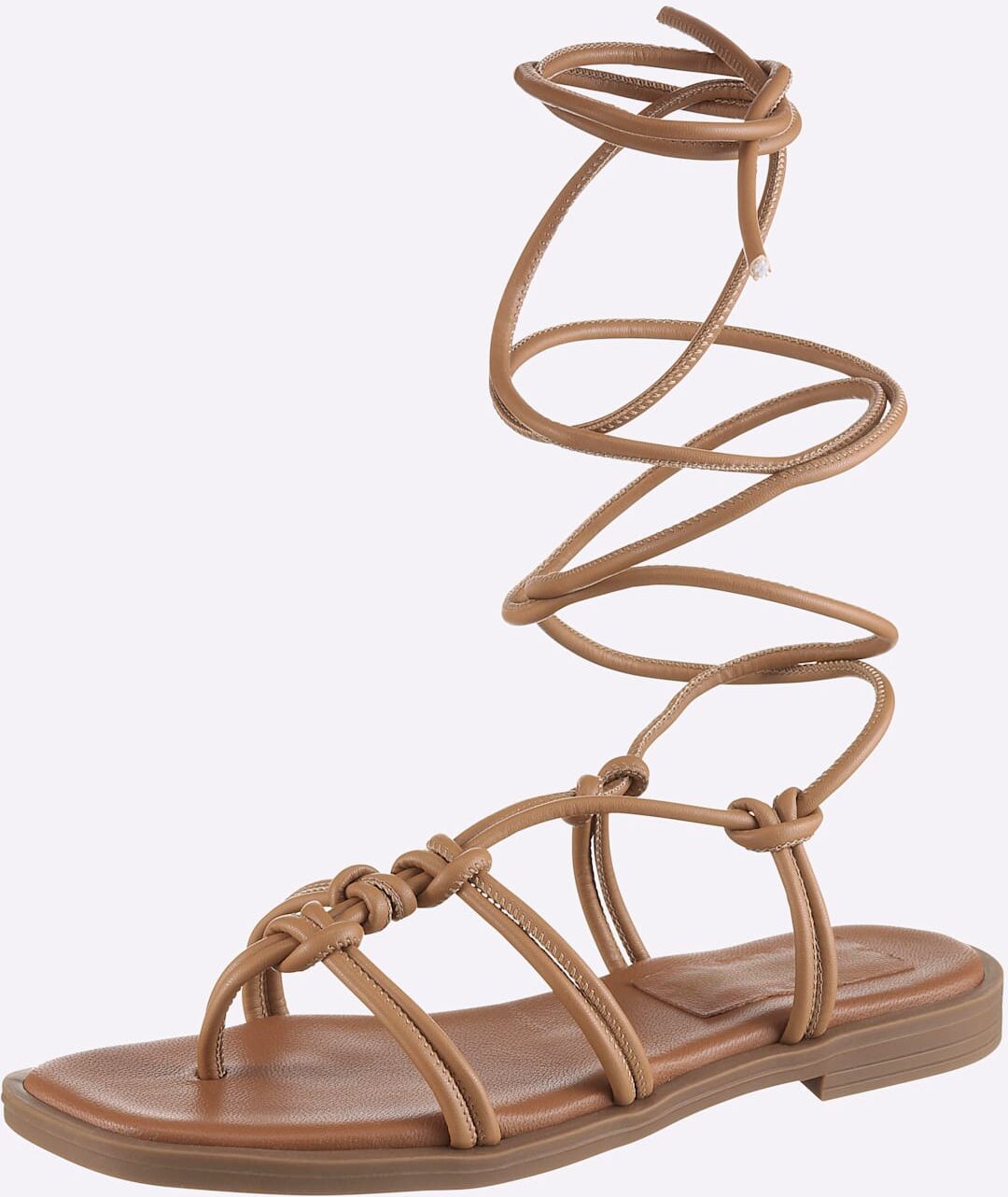 Sandale HEINE, Damen, Gr. 40, Synthetik, braun (cognac), Schuhe Sandale cognac 40, Synthetik