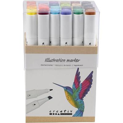 Creativ Company Zeichenmarker, Strichstärke 1+8 mm, Zusätzliche Farben, 24 Stk