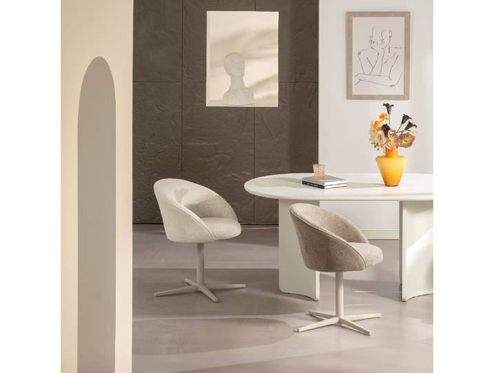 Drehbarer Armlehnenstuhl LECHER 2er-Set 59 x 78 x 62cm Beige/Cremeweiß