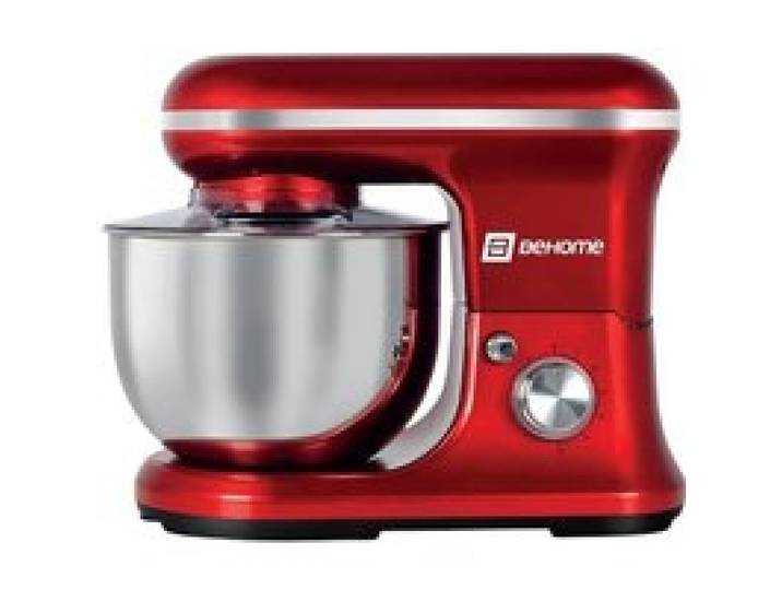 Robot Pâtissier Professionnel 1200W Bol Inox 5L 6 Vitesses + Pulse 2 Fouets Et Crochet Pétrisseur Rouge