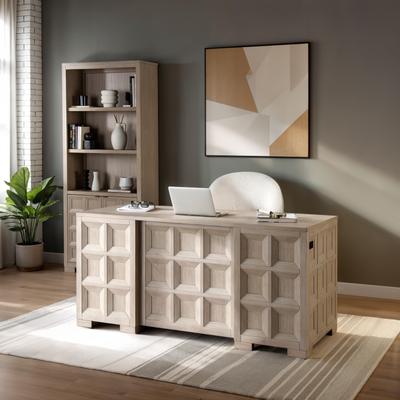 Furniture of America Durem Modern Tawny Brown Executive Desk with Bookcase Set