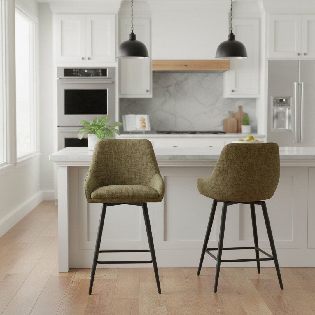 George Oliver Swivel Counter Stool Olive 89cm H X 50cm W X 50cm D