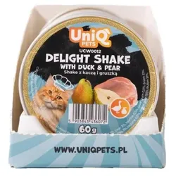 UNIQ PETS Nassfutter für Katzen FRUITY SHAKE 60 g x 6 Schälchen. Cremiger Shake mit Ente und Birne