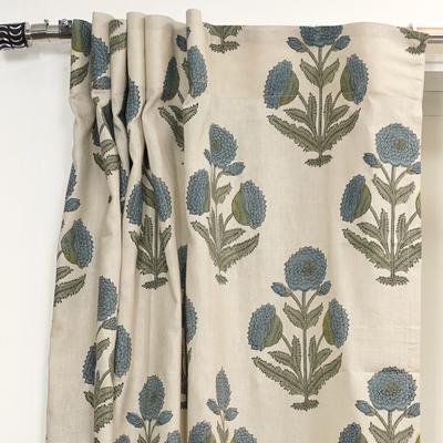 Fabdivine Floral Linen Curtain, Window Drape, Semi Sheer Curtain Panel, Hook Curtain Window Treatment for Living Room