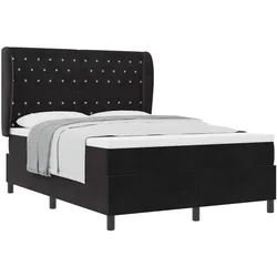vidaXL, Boxspringbett, Boxspringbett Mit Matratze Samt Schwarz (140 x 200 cm)