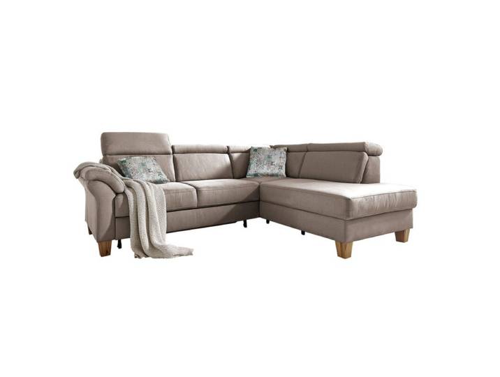 Sit&amp;More Arngast Ecksofa mit optionalem Funktionspaket - Microfaser Toro 38 steelgrau - ohne Funktion - rechts ohne Funktion, manuelle Kopfteilverstellung, Schlaffunktion Modern