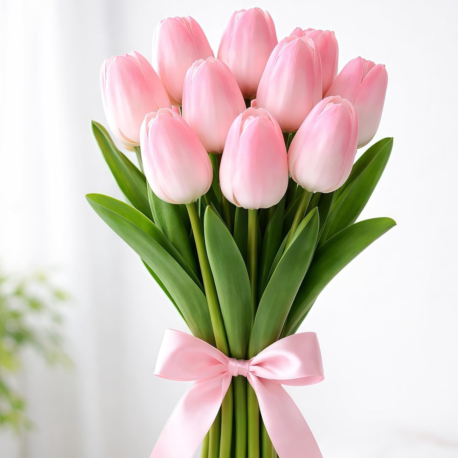Set van 10 roze kunstbloemen tulpen voor lente decoratie