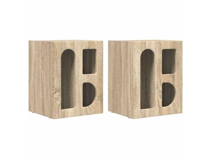 hliofuir Nachttisch 2er Set Sonoma-Eiche 40x35x50 cm Holzwerkstoff Kompakter Beistelltisch mit Regalfächern für das Schlafzimmer, vielseitige Ablagefläche für Dekoration und Bücher.