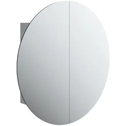 Helloshop26 - Wandhängender Badezimmerschrank mit rundem Spiegel und LED-Beleuchtung 54 x 54 x 17 cm großer Stauraum elegantes 02_0047114