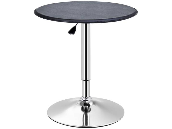 Table de bar bistro chic ronde hauteur réglable métal chromé pvc noir