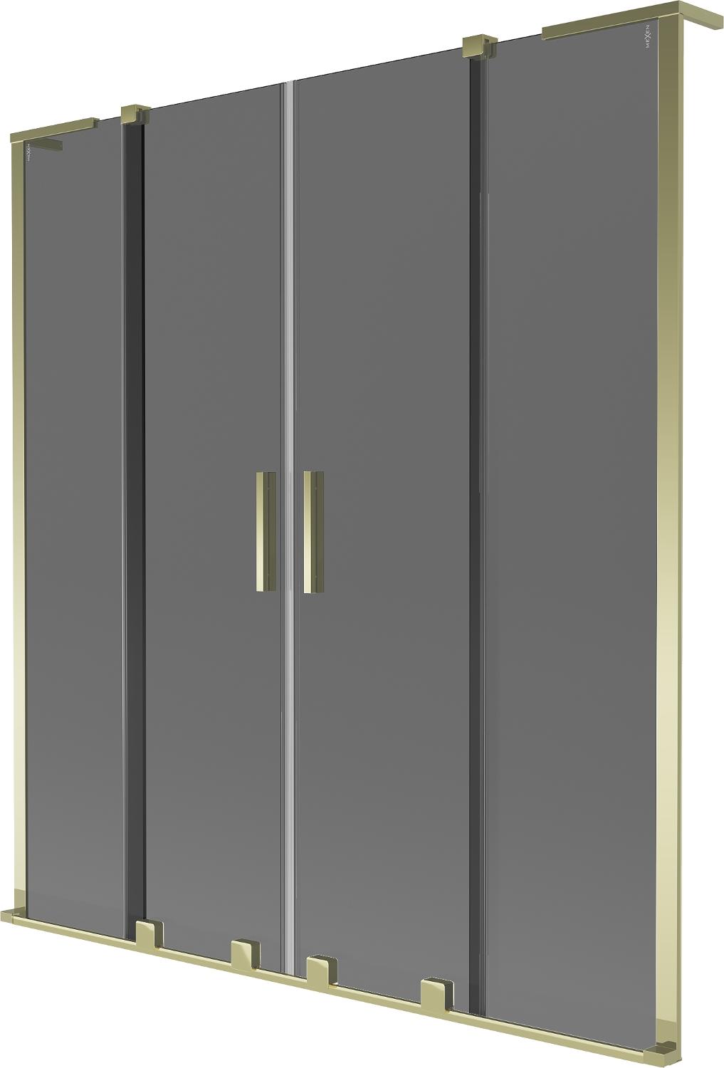 Mexen Velar L Duo Zwei-Flügel-Badewannenabtrennung 150 x 150 cm, Graphit, Gold - 896-150-003-42-50