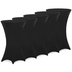 DETEX® Stehtischhusse 5er Set Schwarz 60-65cm Verstärkter Fußbereich 30°C Waschbar Stehtisch Husse Stretch Tisch Überzug