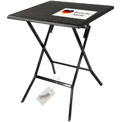 Lemodo Klapptisch in Rattan-Optik, Balkontisch mit Tischplatte 62 x 62 cm (L x B), schwarz