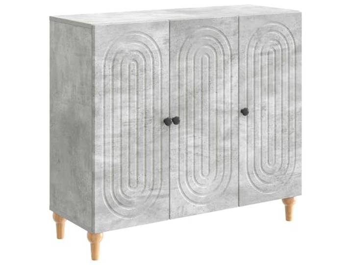 KGFHERENB Sideboard Betongrau 89x34,5x80 cm Kommode Anrichte Moderne Anrichte in Betongrau aus langlebigem Holzwerkstoff mit 3 Schwenktüren für Küche, Wohnbereich und Flur.