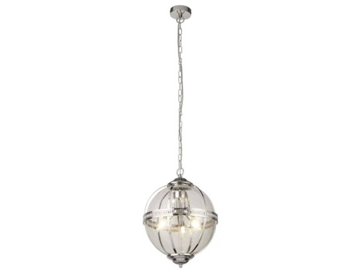 Searchlight Coronet 3-flammige Pendelleuchte aus Chrom, Glas