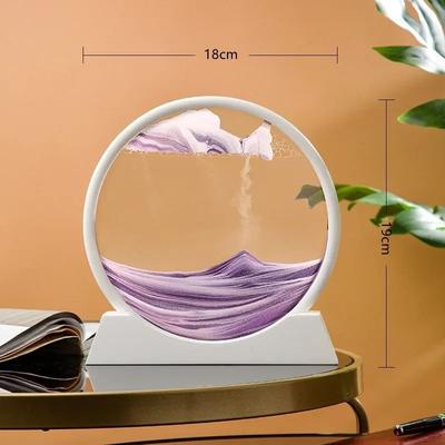 Inspire Select AquaMotion 360 Rotating Quicksand Art Frame Round Moving Sand Hourglass Desktop Decor white C