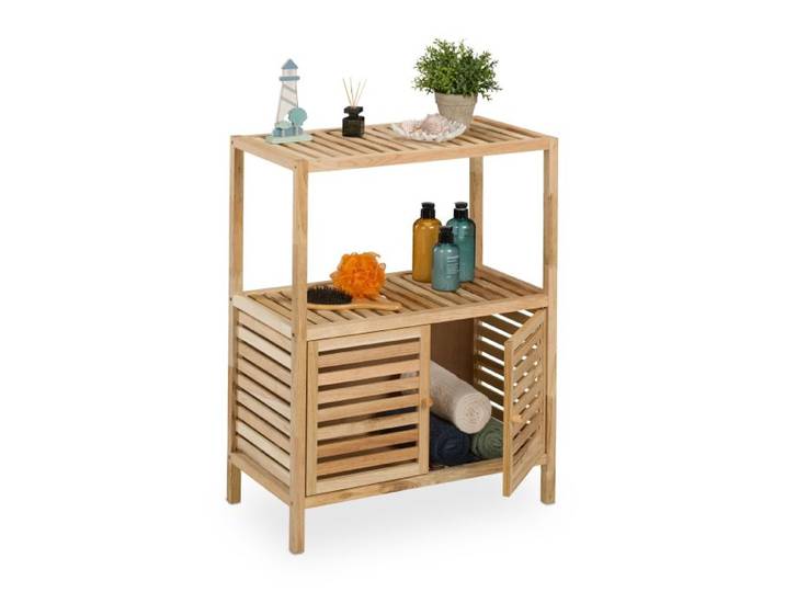 Relaxdays Étagère salle de bain en noyer