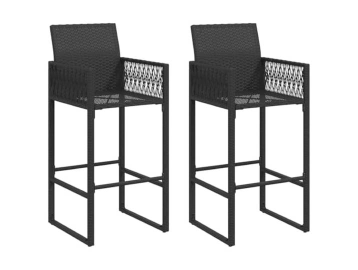 Makastle Garten-Barhocker 2 STK. Schwarz PE-Rattan 52x58x118 cm