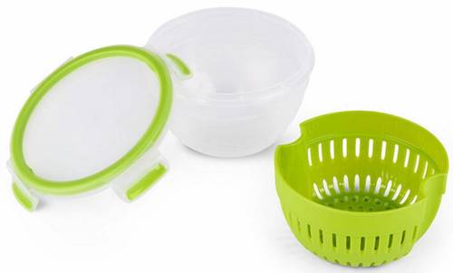 Emsa Clip & Go Fruit Bowl 1.1l Kunststoff mit Deckel, wasserdicht, spülmaschinenfest Transparent, Grün 600577