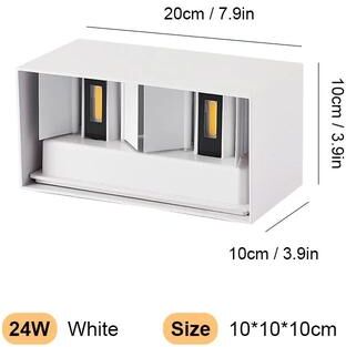 Inspire Curations Premium Aluminum LED Outdoor Wall Light Waterproof IP65 Porch & Garden Lighting (12W 24W) 24w White cobs Warm 3000k