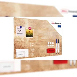ALLboards Metallische Magnettafel, MetalBoard, MASSIVHOLZ 60×40 cm + Zubehörset