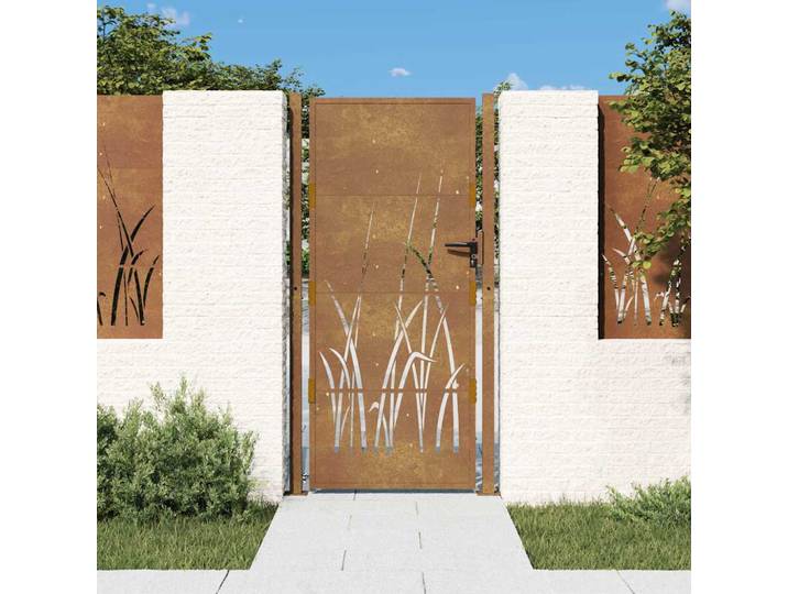 vidaXL Gartentor 100x175 cm Cortenstahl Gras-Design