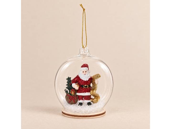 Transparente Weihnachtskugel und bunter Weihnachtsmann