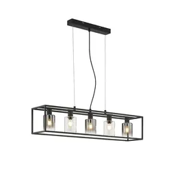 Hängelampe Pendelleuchte Esszimmerlampe Höhenverstellbar Schwarz Metall H 95 cm