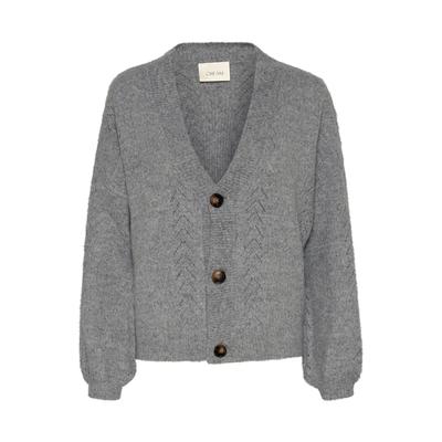 Strickjacke CREAM "Damen Strickjacke CRHoliday", Damen, Gr. L-XL, grau (asphalt melange), Obermaterial: 100% Polyester PES., Strickjacken Strickjacke