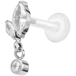 PTFE Labret mit Innengewinde + Titan-Aufsatz KNOSPE + KRISTALL
