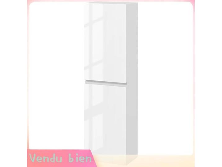 LIA Meuble colonne salle bain 2 placards blanc laqué 35x25x120cm